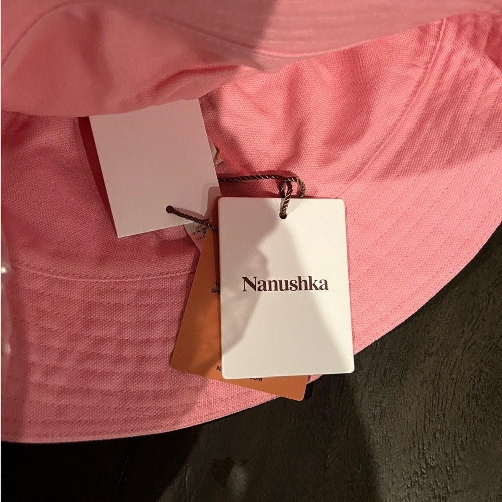 NWT Nanushka Caran cotton canvas bucket hat Washed Pink - Picture 5 of 5